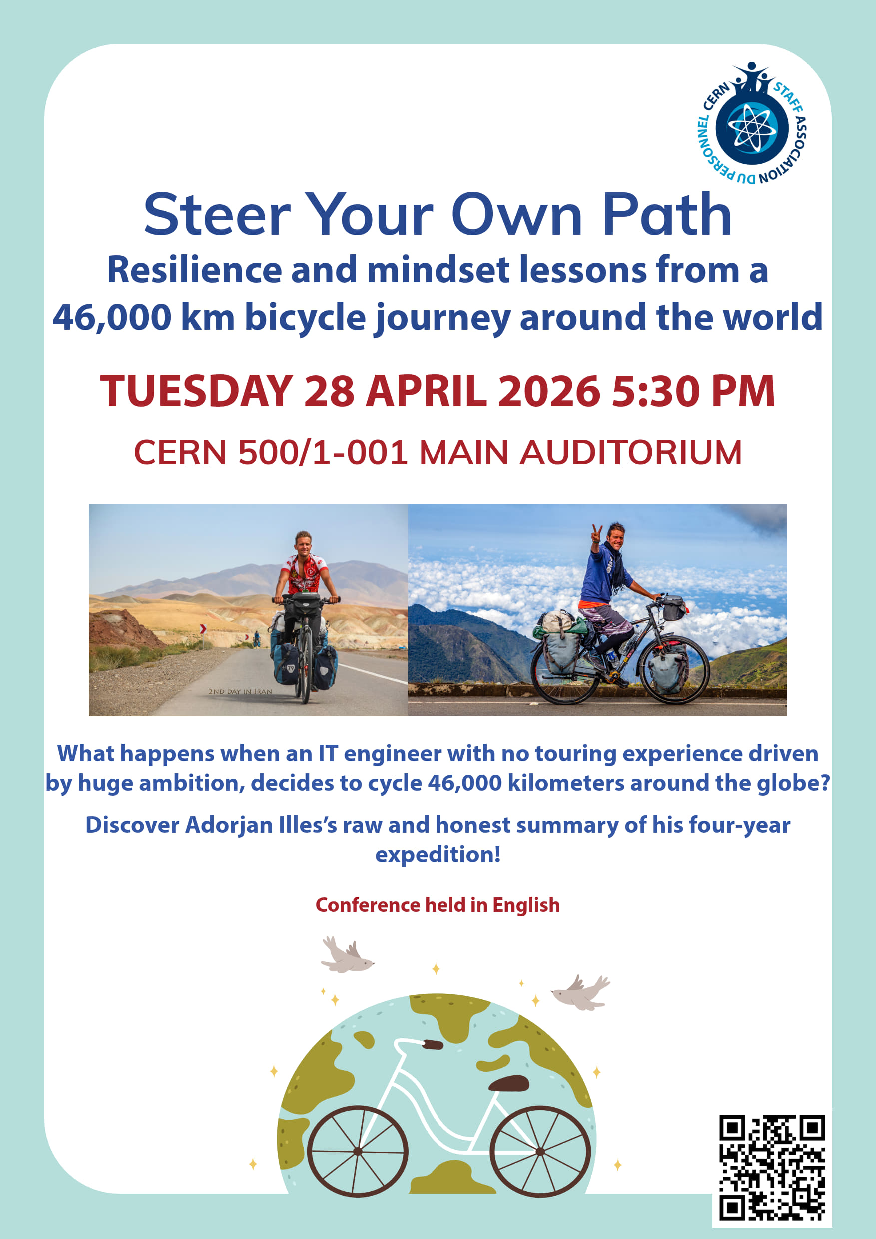 Conférence AP – leçons d’un tour du monde à vélo – Adorjan Illes – Mardi 28 avril 2026 17h30